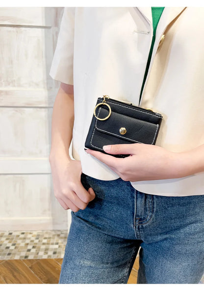 Portefeuille Femme RFID Blocking Trifold Multi-Cartes - Porte-Monnaie Zippé Porte-Clés Sécurisé