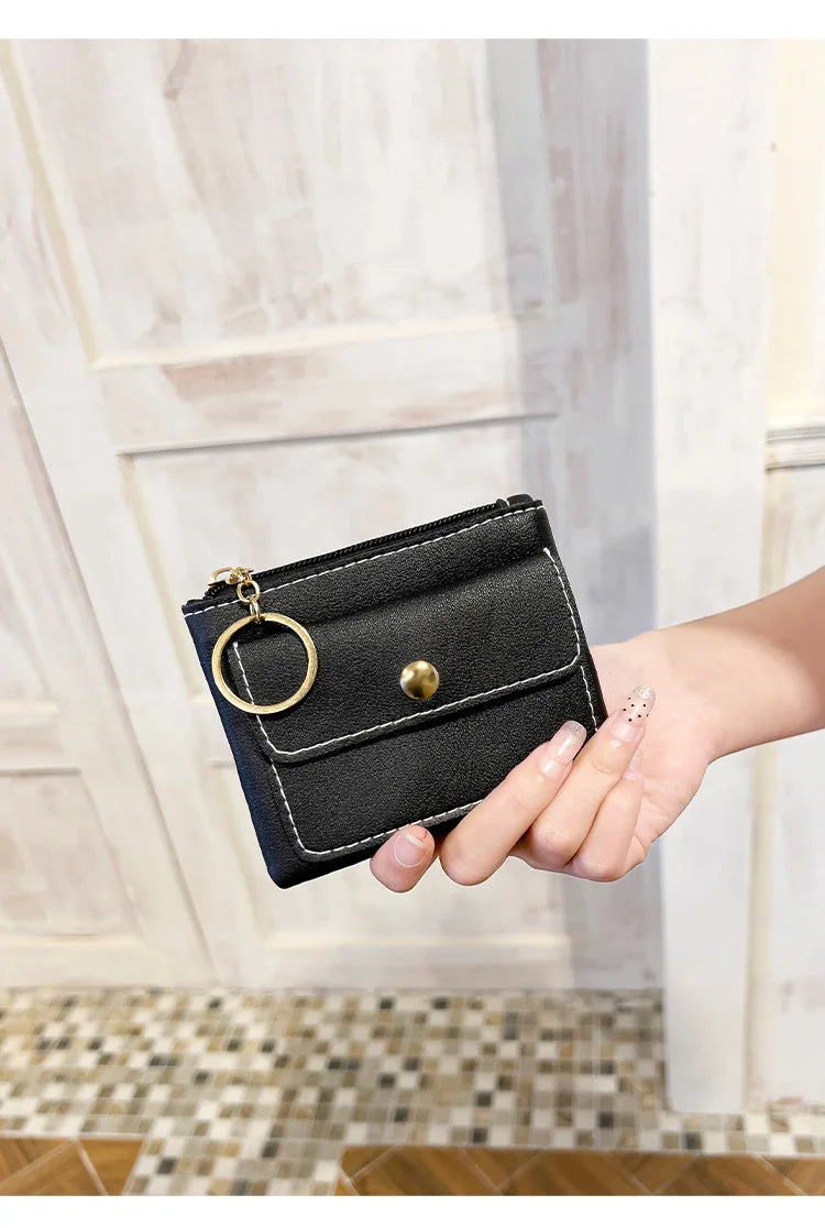 Portefeuille Femme RFID Blocking Trifold Multi-Cartes - Porte-Monnaie Zippé Porte-Clés Sécurisé