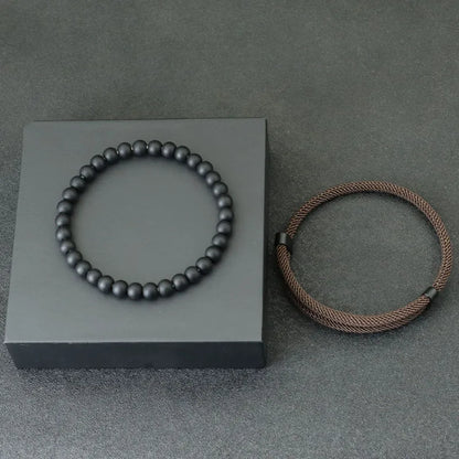 Ensemble 2 Bracelets Hommes Fil Rouge Porte-Bonheur – Ajustables Ethniques