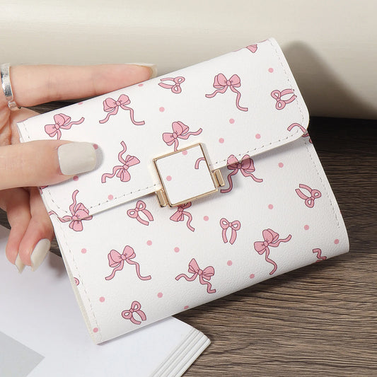 Women's Mini Foldable Multi-Card Wallet - ID Card Holder with Window for Travel and Outdoor Use - Pink