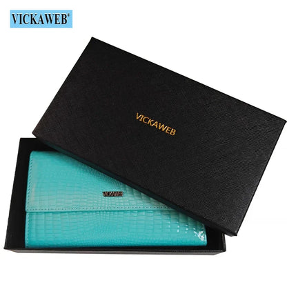 Portefeuille Femme Cuir Verni Noir - Porte-Monnaie Magnétique avec Fermoir Hasp Élégant