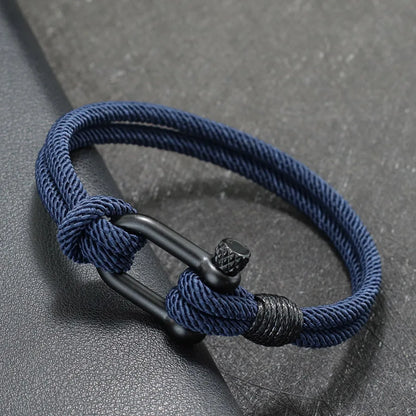 Bracelet en Corde Tressée Double Couche Fait Main - Style Milan 4mm pour Homme