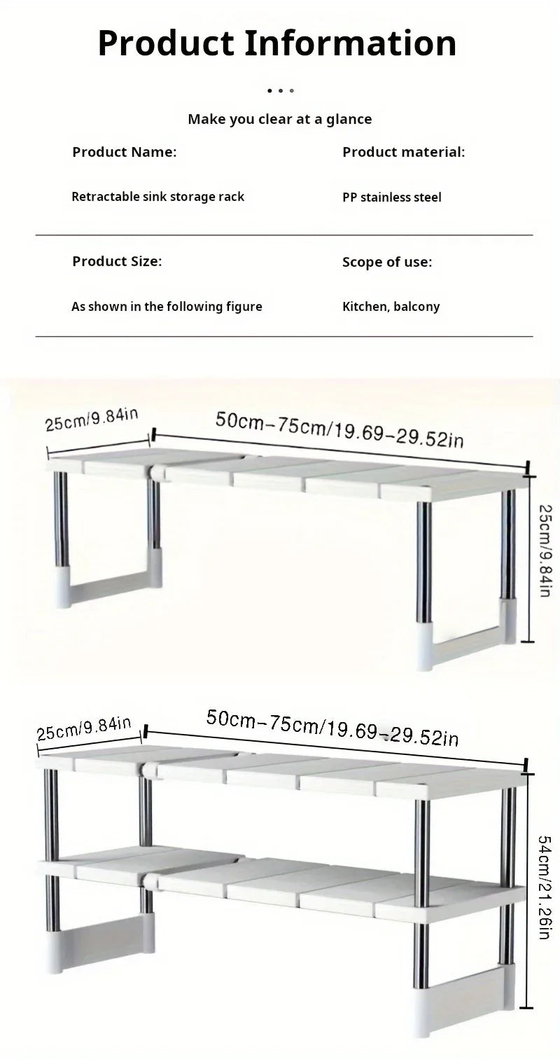 Organisateur Extensible Sous Évier - Rangement Ajustable Multi-Niveaux