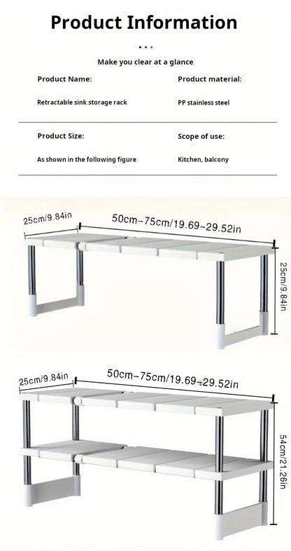 Organisateur Extensible Sous Évier - Rangement Ajustable Multi-Niveaux