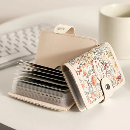 Portefeuille Femme 20 Poches Cartes Cuir PU - Porte-Cartes Étanche Grande Capacité