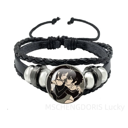 Bracelet Gaming Coffin Andy Leyley – Cuir Multicouche Tressé Noir Unisexe