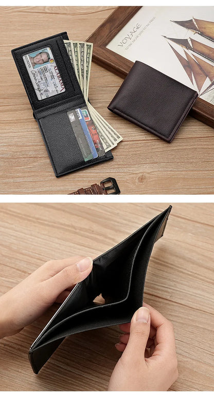Portefeuille Homme Cuir PU Court Business - Wallet Noir Compact Walet Portefeuille