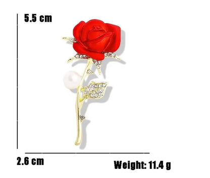 Broche Rose Rouge Mignonne Plaquée Or Argent – Bijou Fiançailles Mode Femme