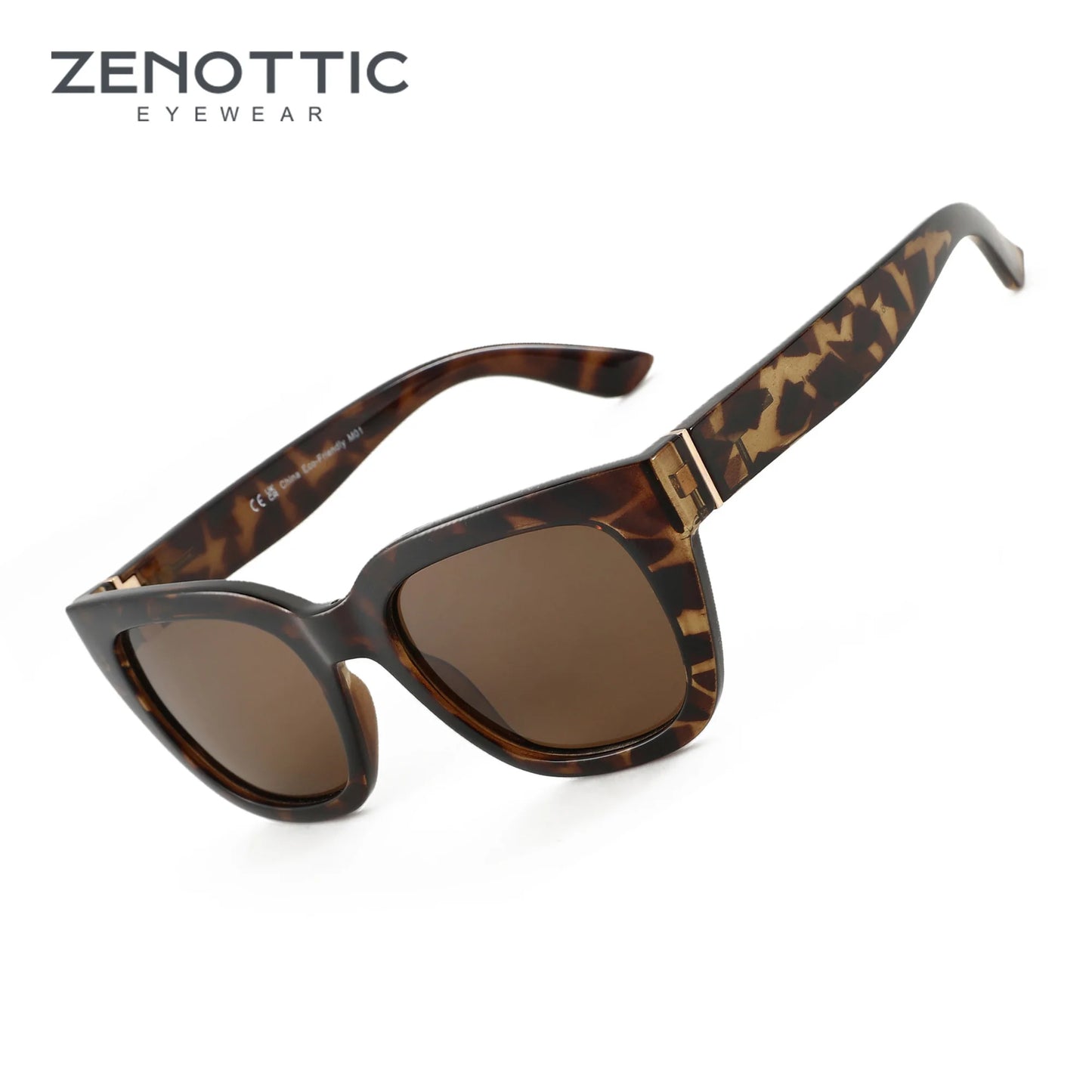 ZENOTTIC Lunettes de Soleil Carrées Polarisées Rétro — UV400, Femme