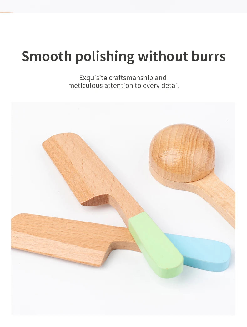 Cuisine Jouet en Bois pour Enfants - Set Complet avec Casseroles, Poêles et Ustensiles 3-6 Ans