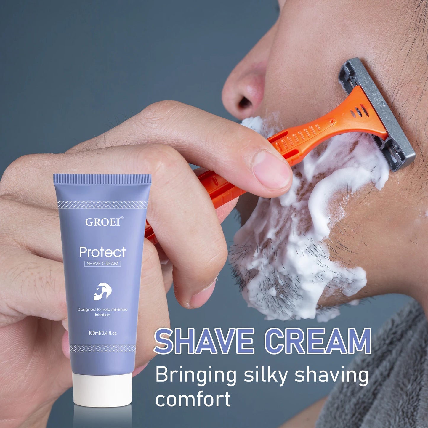 Crème à Raser Protect 100ml - Formule Douce Hydratante Peau Sensible Réduit Irritations Mousse Riche Rasage
