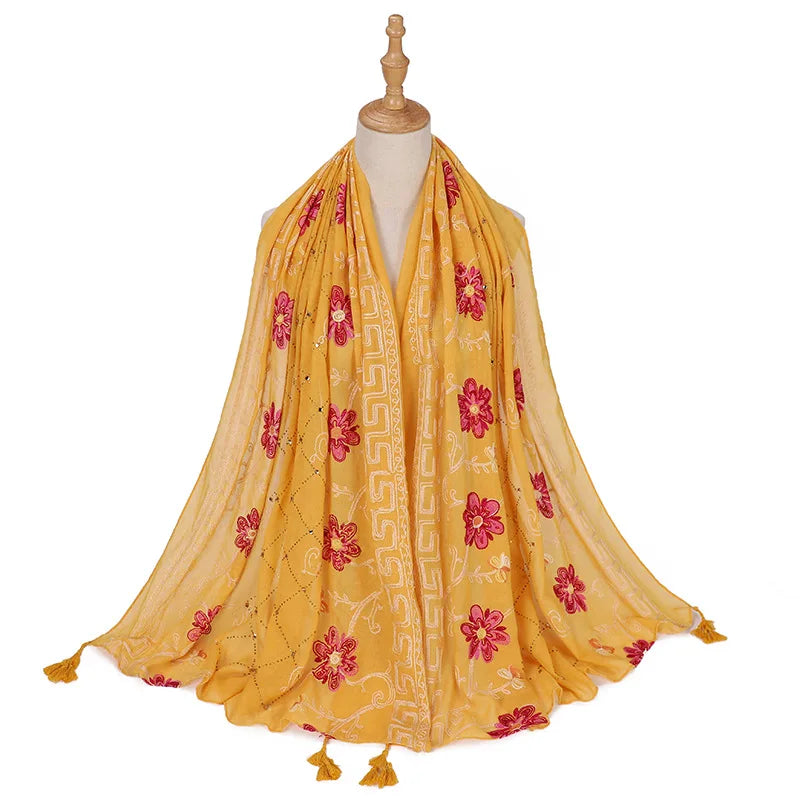 Hijab Imprimé Aquarelle Premium - Voile Femme Doux et Léger