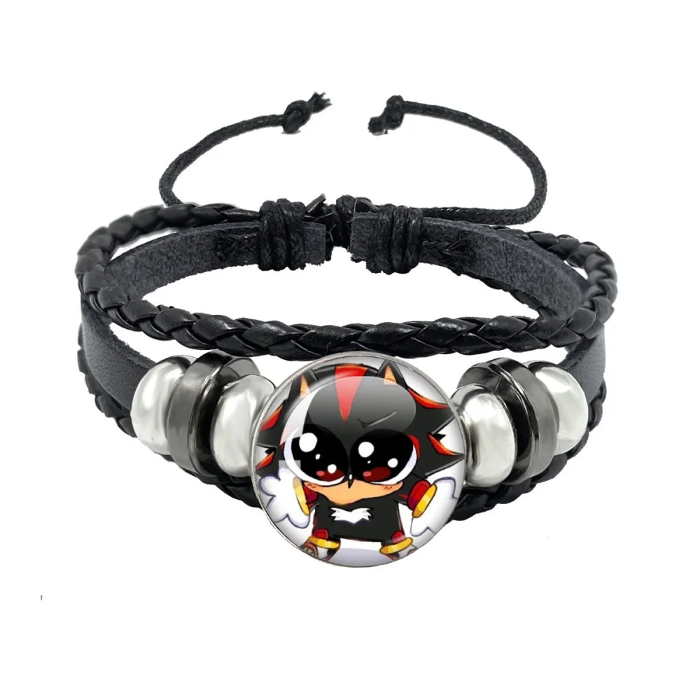 Bracelet Shadow le Hérisson Cabochon Verre – Cuir Multicouche Tressé Unisexe
