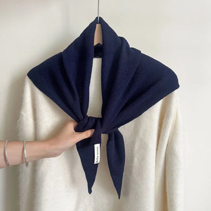 Foulard Triangle Laine Style Américain Coréen - Écharpe Tricotée Multifonction Femme Hiver