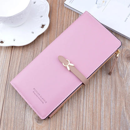 Portefeuille Femme Long Cuir Luxe Slim - Porte-Carte Crédit Clutch Élégant Tendance