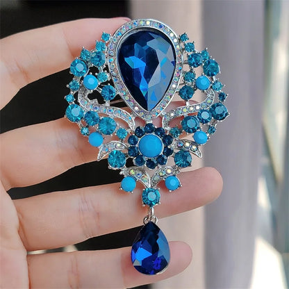 Broche Goutte d'Eau Cristal Grande Luxe Élégante – Pin's Pendentif Vintage Mariage Soirées Femme