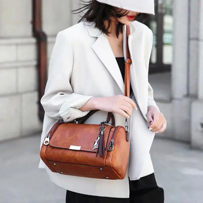 Sac Bandoulière Femme Grande Capacité Pompon - Crossbody Boston Tendance 2026