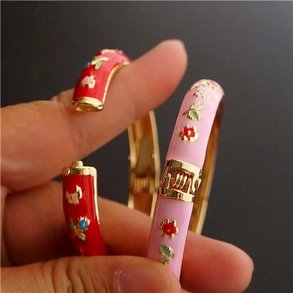 Bracelet Jonc Cloisonné Émaillé Pivoine – Artisanat Ethnique Classique