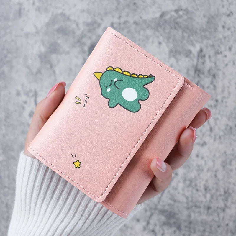 Portefeuille Femme Cartoon Cuir PU - Porte-Cartes Tri-Fold Multi-Emplacements
