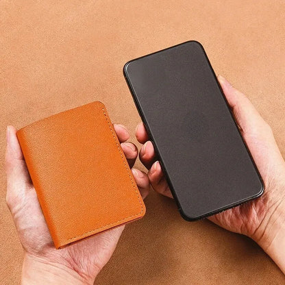 Petit Portefeuille Cuir Ultra-Mince - Porte-Cartes Compact Homme Femme