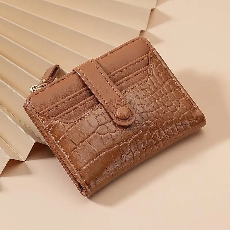 Portefeuille Compact Femme Cuir PU - Multi-Cartes avec Fermeture Éclair