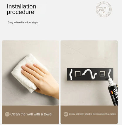 Porte-Couteaux Mural de Cuisine - Rangement Sans Perçage en Acier au Carbone