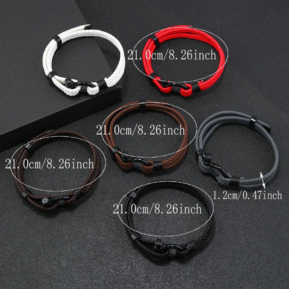Bracelet en Cuir Tressé Noir pour Homme - Boucle Fer à Cheval Ajustable