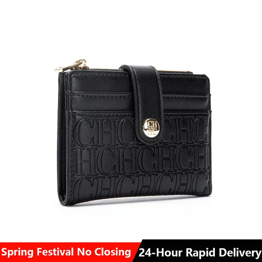 Women's Luxury Retro Square Button Wallet - Card Holder, Money Clip, Compact, Lightweight, Classic
