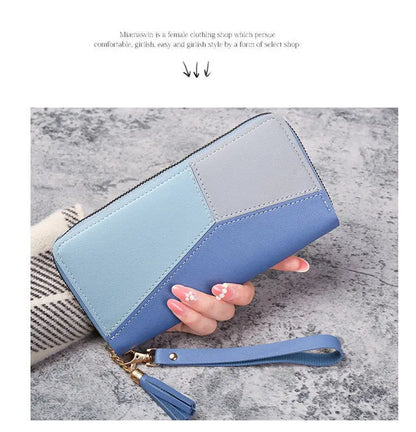 Portefeuille Femme Cuir Long Zippé - Grande Capacité Multifonction avec Compartiment Téléphone