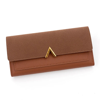 Portefeuille Femme Long Cuir PU Trifold Rose - Porte-Carte Multi-Emplacements Clutch Bag Fashion Simple