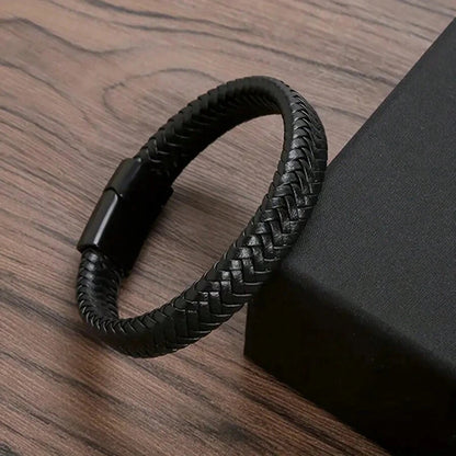Bracelet Cuir PU Magnétique Homme – Style Mature Élégant Cadeau