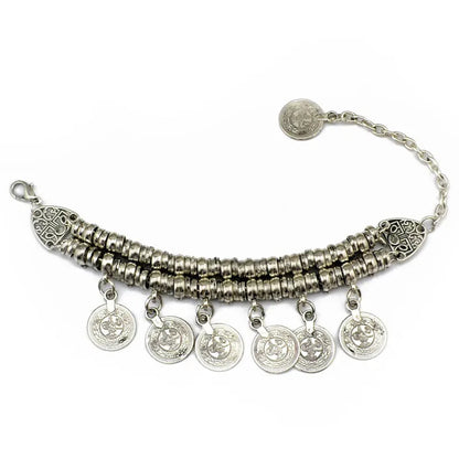Bracelet Cheville Bohème Pièces Vintage – Double Usage Ajustable Femme