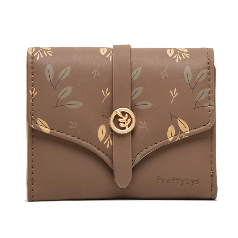 Portefeuille Femme Trifold Imprimé Floral - Pochette avec Fermoir et Porte-Cartes