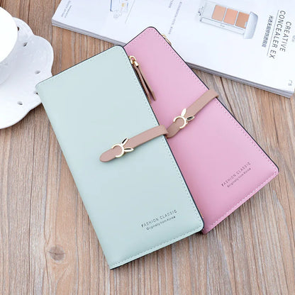 Portefeuille Femme Long Cuir Luxe Slim - Porte-Carte Crédit Clutch Élégant Tendance