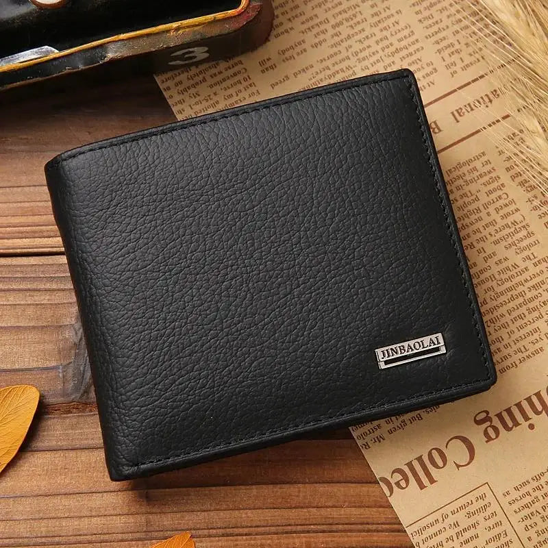 Portefeuille Homme Cuir Véritable - Porte-Cartes Court Premium Noir
