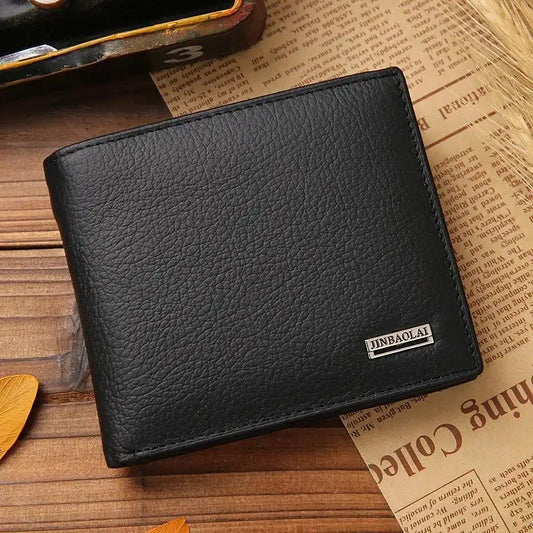 Portefeuille Homme Cuir Véritable - Porte-Cartes Court Premium Noir