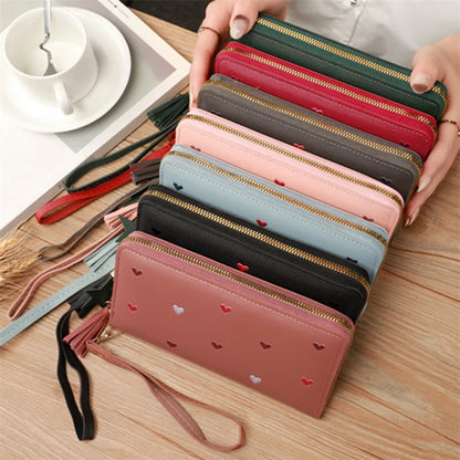 Portefeuille Long Femme Cœur Amour Luxe - Porte-Cartes Téléphone Clutch Fille