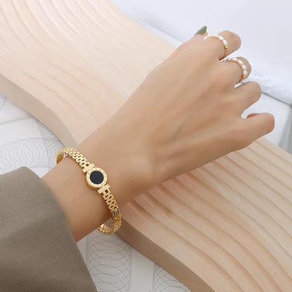 Bracelet Jonc Chiffres Romains Acier Chirurgical Plaqué Or 18K – Love Letter Rome Femme