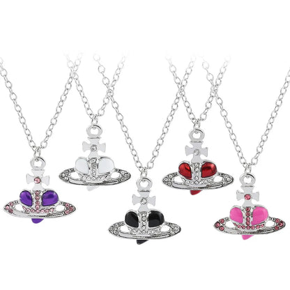 Collier Pendentif Tasse Thé Émail Fait Main - Chaîne Longue Pull Bohème