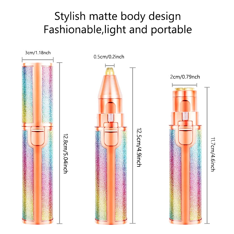 Épilateur Électrique 2-en-1 Portable Femme - Trimmer Sourcils Corps Visage Rasoir Indolore USB