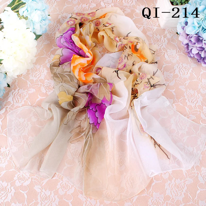 Foulard Écharpe Georgette Dégradé Fleur Femme - Bandana Châle Hijab Été Protection Solaire