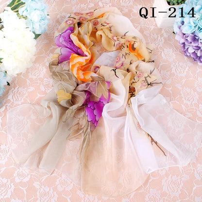 Foulard Écharpe Georgette Dégradé Fleur Femme - Bandana Châle Hijab Été Protection Solaire