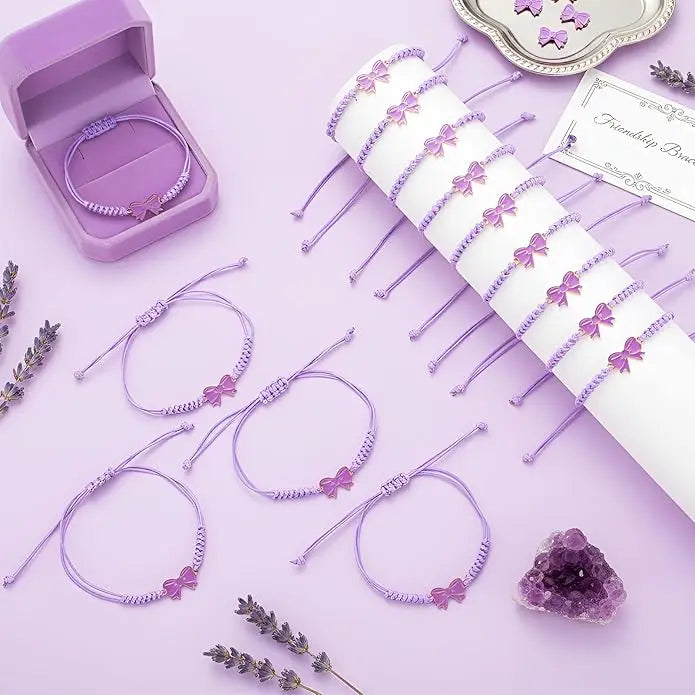 Ensemble 12 Bracelets Tressés Nœuds Coquette – Ajustables Fête Amitié