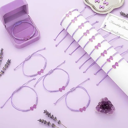 Ensemble 12 Bracelets Tressés Nœuds Coquette – Ajustables Fête Amitié