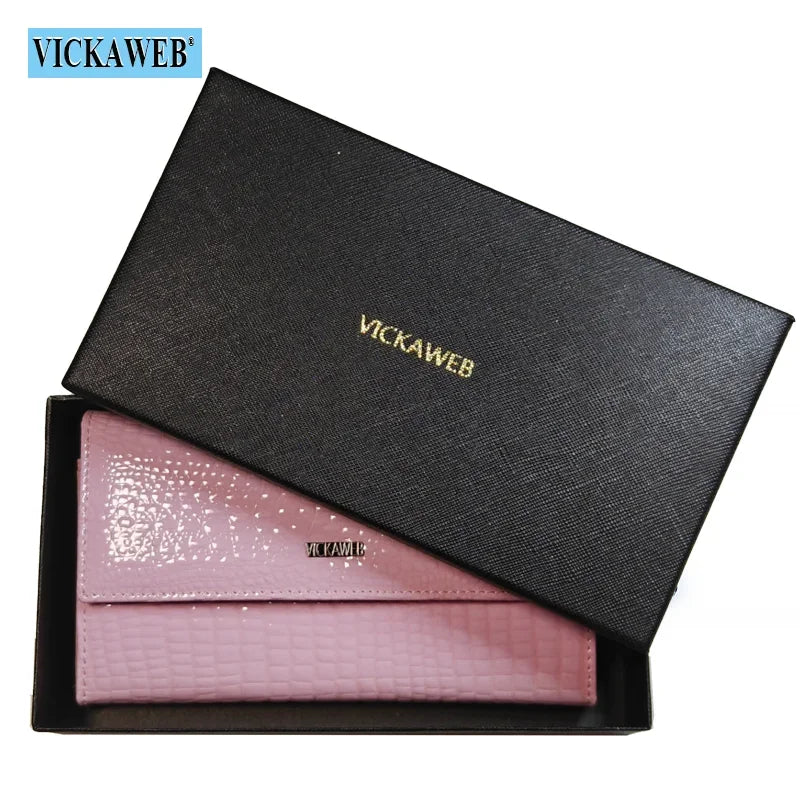 Portefeuille Femme Cuir Verni Noir - Porte-Monnaie Magnétique avec Fermoir Hasp Élégant