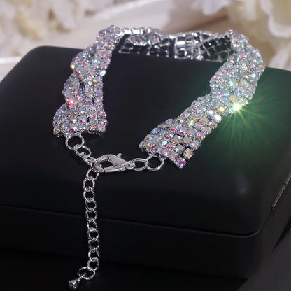 Bracelet Luxe Strass Colorés Ajustable – Charm Argenté Mariage