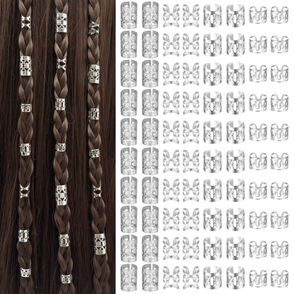 Set 80 Bijoux Cheveux Tresses Bohèmes – Anneaux Métal Multi-Styles