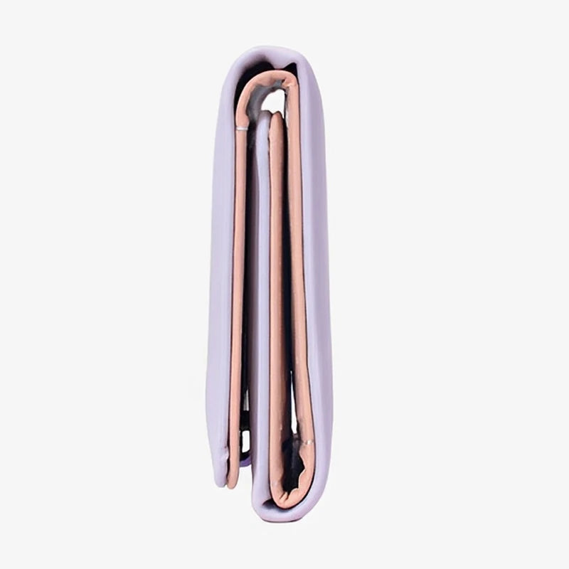 Portefeuille Femme Tri-Fold Cuir PU Bouton Fantaisie - Porte-Cartes Court Porte-Monnaie
