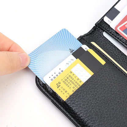 Portefeuille Homme Ultra-Mince Cuir PU - Mini Porte-Cartes Court Portable