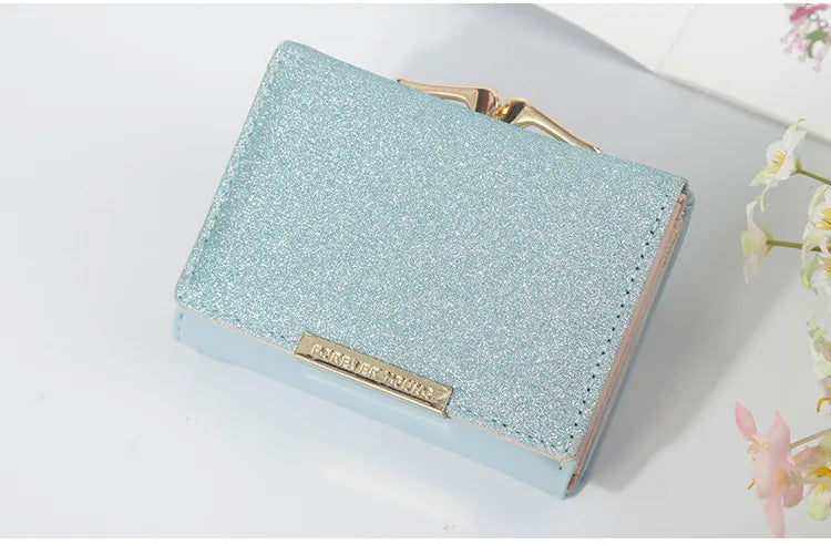 Portefeuille Femme Brillant Tri-Fold - Cartera Mujer Clutch Porte-Monnaie Simple
